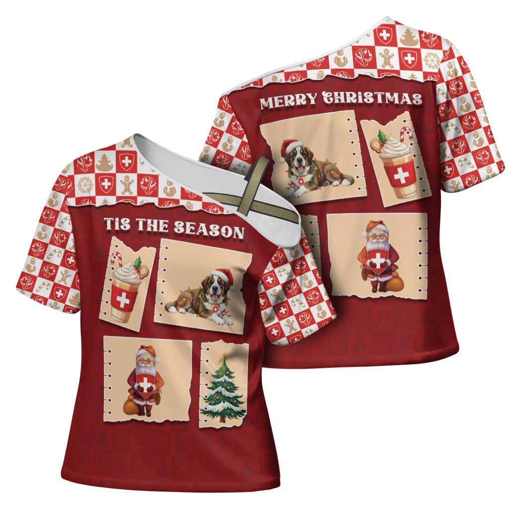 Switzerland Christmas Cross Shoulder Shirt Tis The Season - Wonder Print Shop