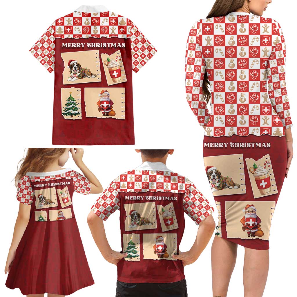 Switzerland Christmas Family Matching Long Sleeve Bodycon Dress and Hawaiian Shirt Tis The Season - Wonder Print Shop