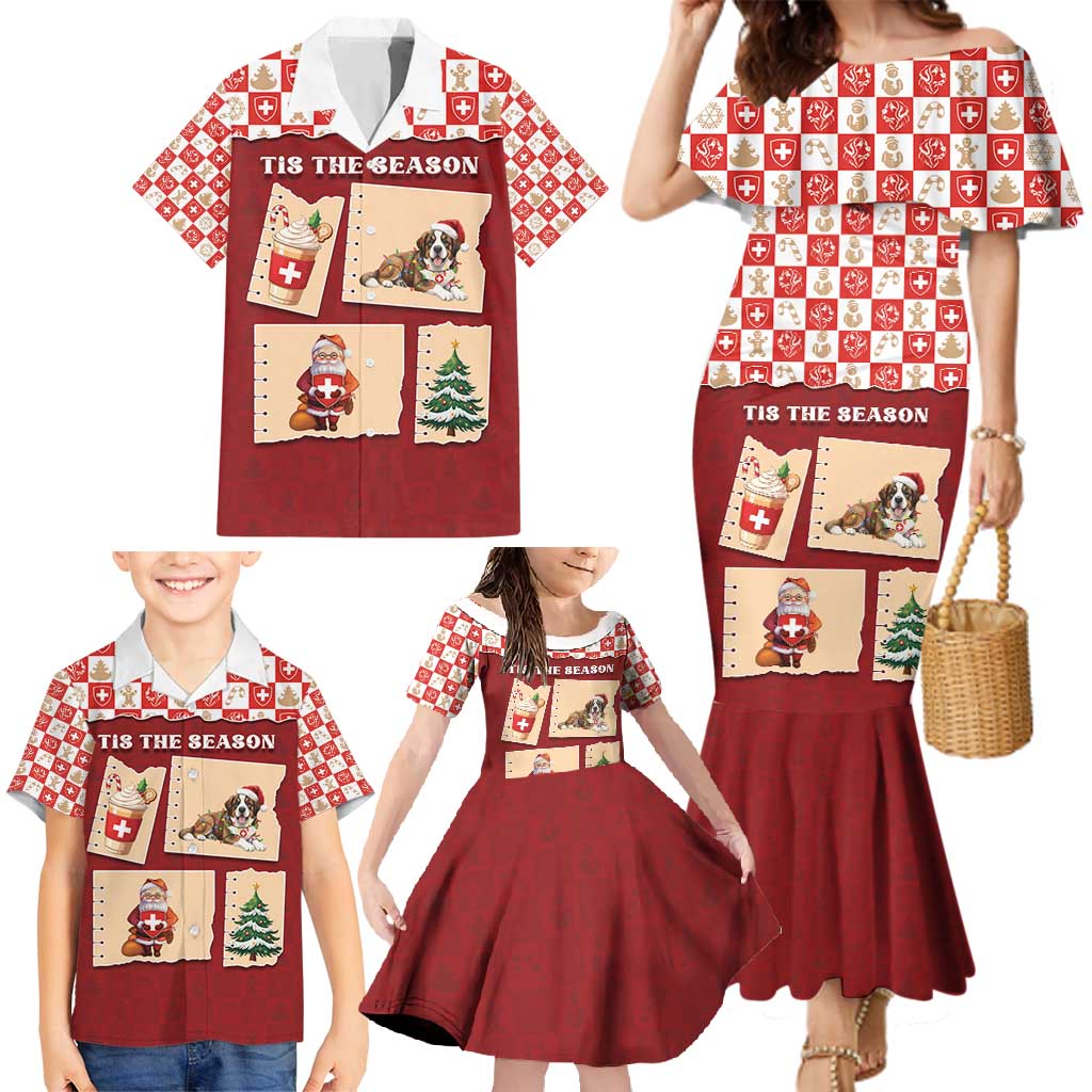 Switzerland Christmas Family Matching Mermaid Dress and Hawaiian Shirt Tis The Season - Wonder Print Shop