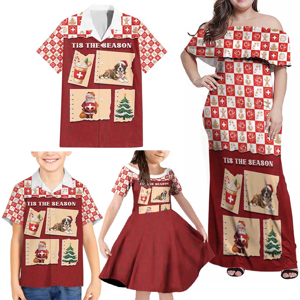 Switzerland Christmas Family Matching Off Shoulder Maxi Dress and Hawaiian Shirt Tis The Season - Wonder Print Shop