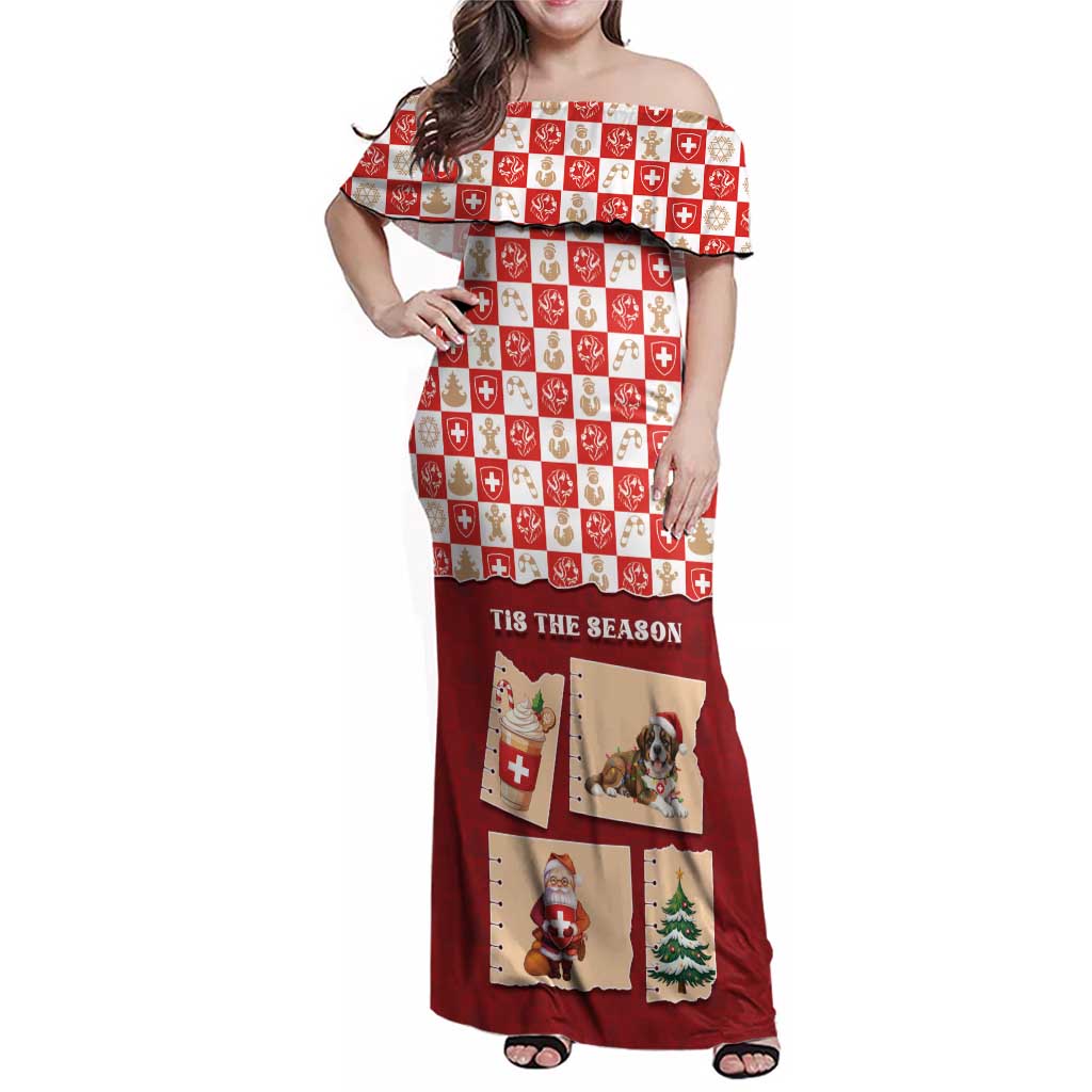 Switzerland Christmas Family Matching Off Shoulder Maxi Dress and Hawaiian Shirt Tis The Season - Wonder Print Shop