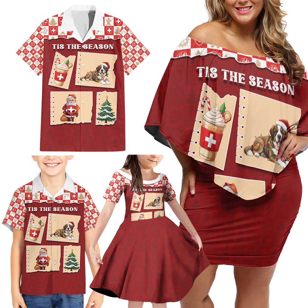 Switzerland Christmas Family Matching Off Shoulder Short Dress and Hawaiian Shirt Tis The Season - Wonder Print Shop