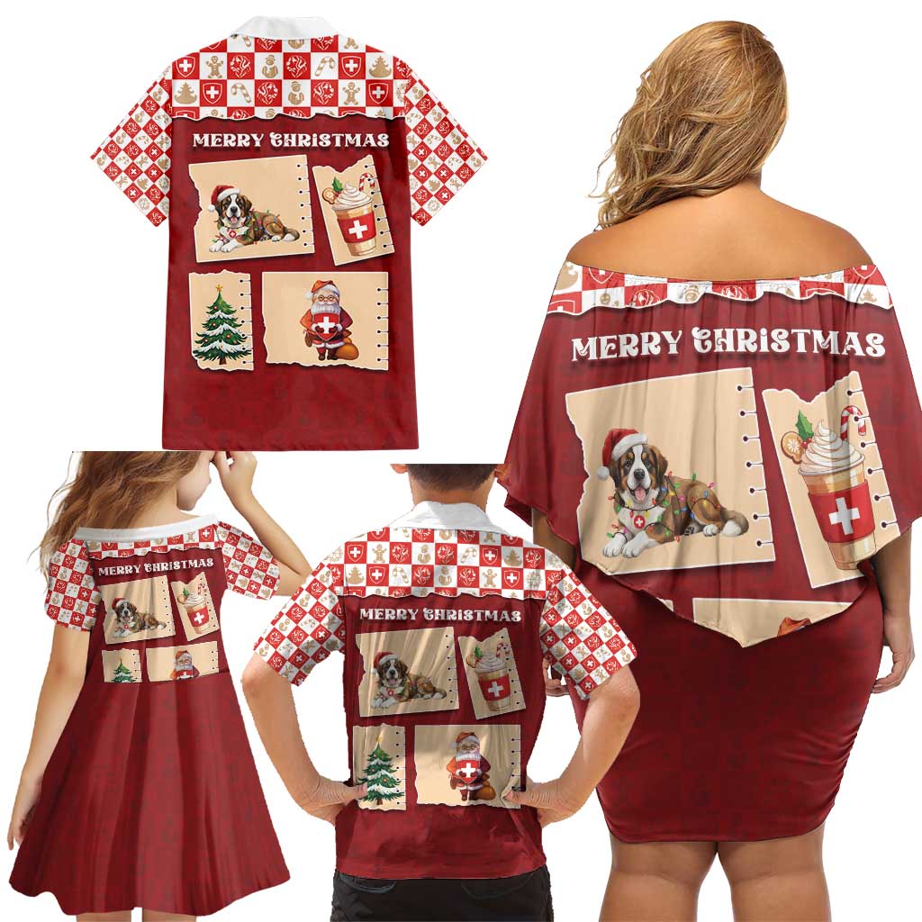 Switzerland Christmas Family Matching Off Shoulder Short Dress and Hawaiian Shirt Tis The Season - Wonder Print Shop