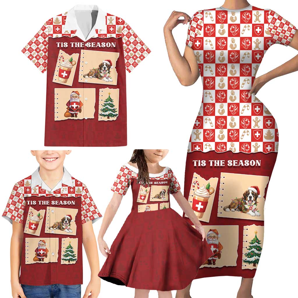 Switzerland Christmas Family Matching Short Sleeve Bodycon Dress and Hawaiian Shirt Tis The Season - Wonder Print Shop