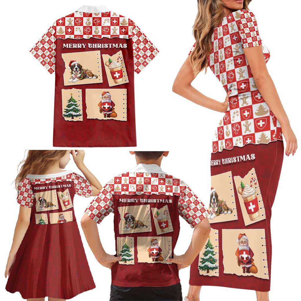 Switzerland Christmas Family Matching Short Sleeve Bodycon Dress and Hawaiian Shirt Tis The Season - Wonder Print Shop