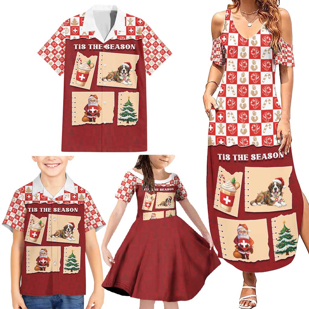 Switzerland Christmas Family Matching Summer Maxi Dress and Hawaiian Shirt Tis The Season - Wonder Print Shop