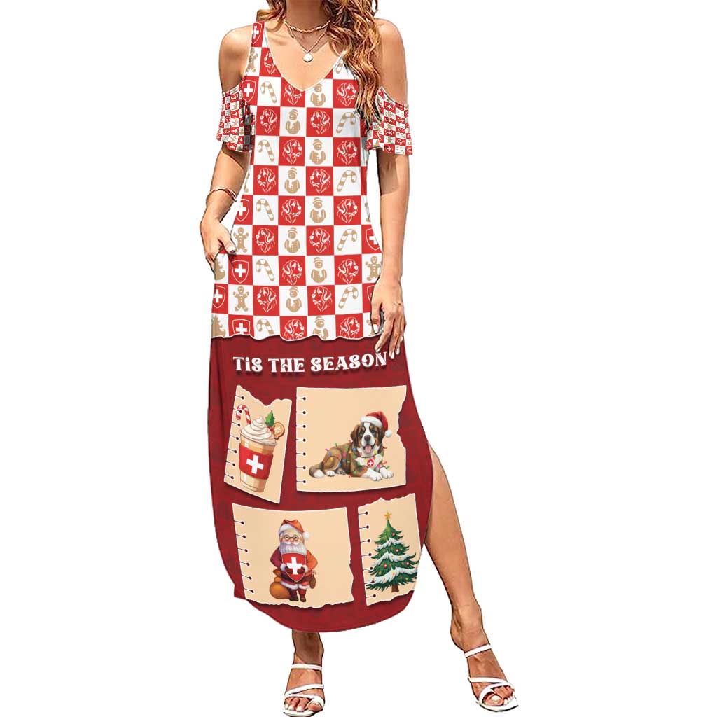 Switzerland Christmas Family Matching Summer Maxi Dress and Hawaiian Shirt Tis The Season - Wonder Print Shop