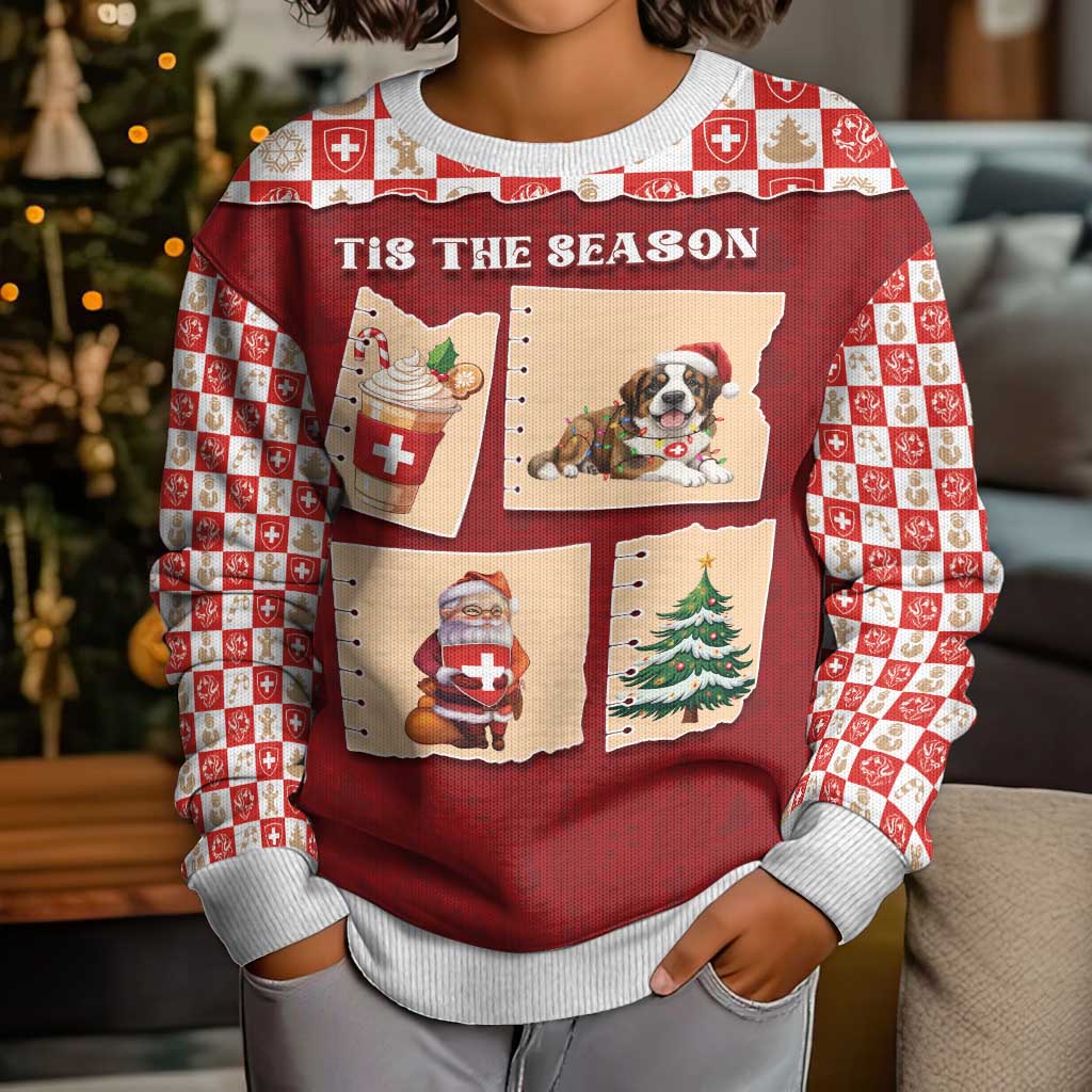 Switzerland Christmas Kid Ugly Christmas Sweater Tis The Season - Wonder Print Shop