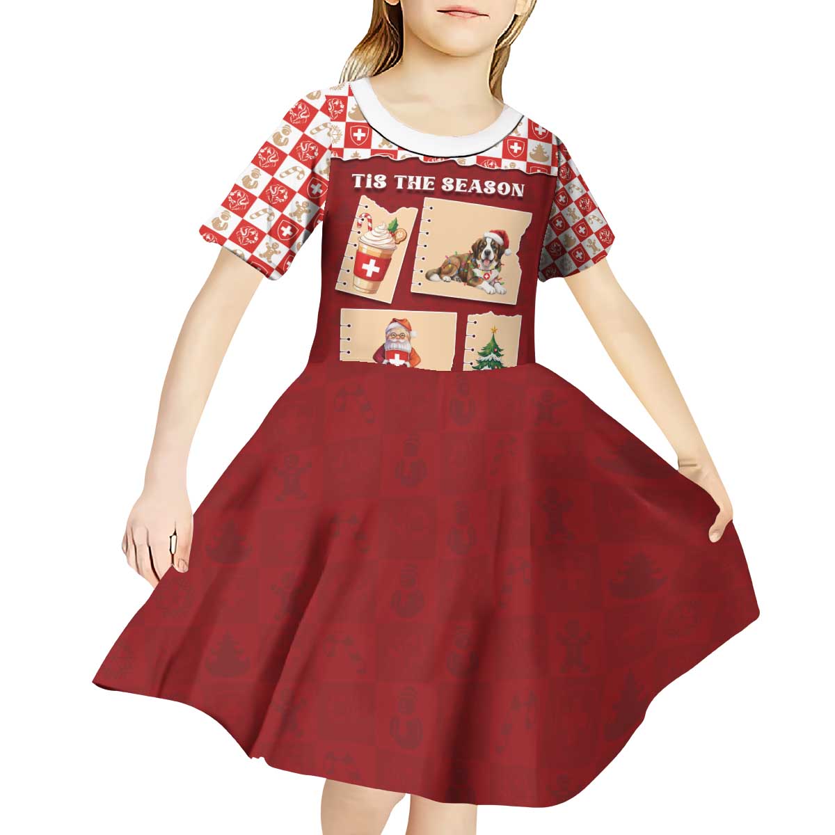 Switzerland Christmas Kid Short Sleeve Dress Tis The Season - Wonder Print Shop