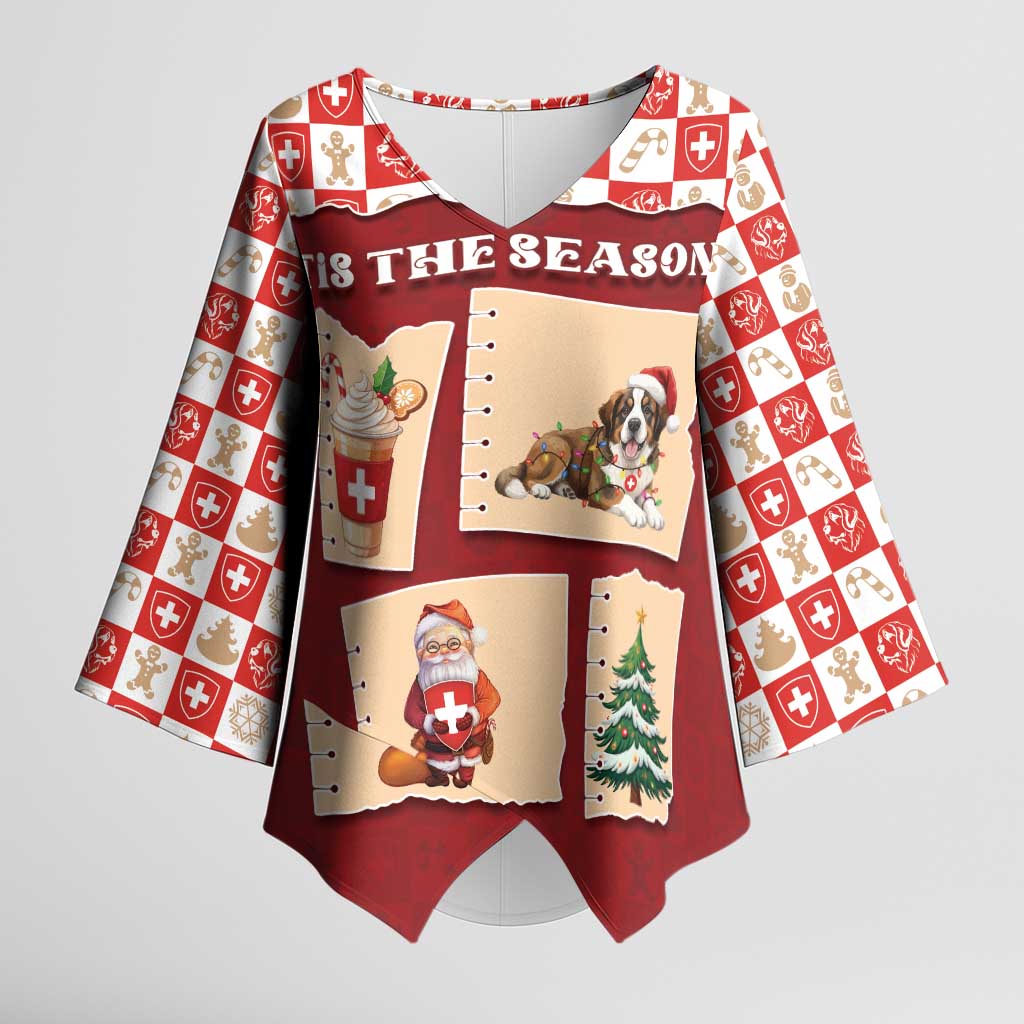 Switzerland Christmas Kimono Sleeve Blouse Tis The Season - Wonder Print Shop