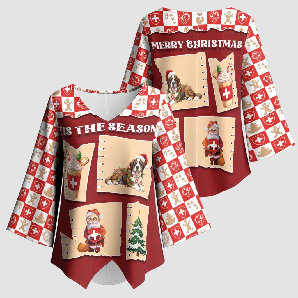 Switzerland Christmas Kimono Sleeve Blouse Tis The Season - Wonder Print Shop