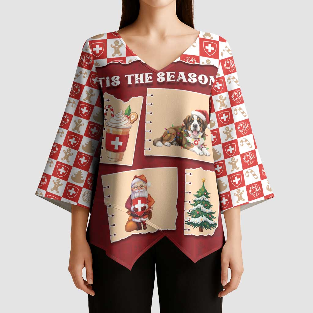 Switzerland Christmas Kimono Sleeve Blouse Tis The Season - Wonder Print Shop