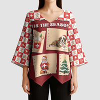 Switzerland Christmas Kimono Sleeve Blouse Tis The Season - Wonder Print Shop