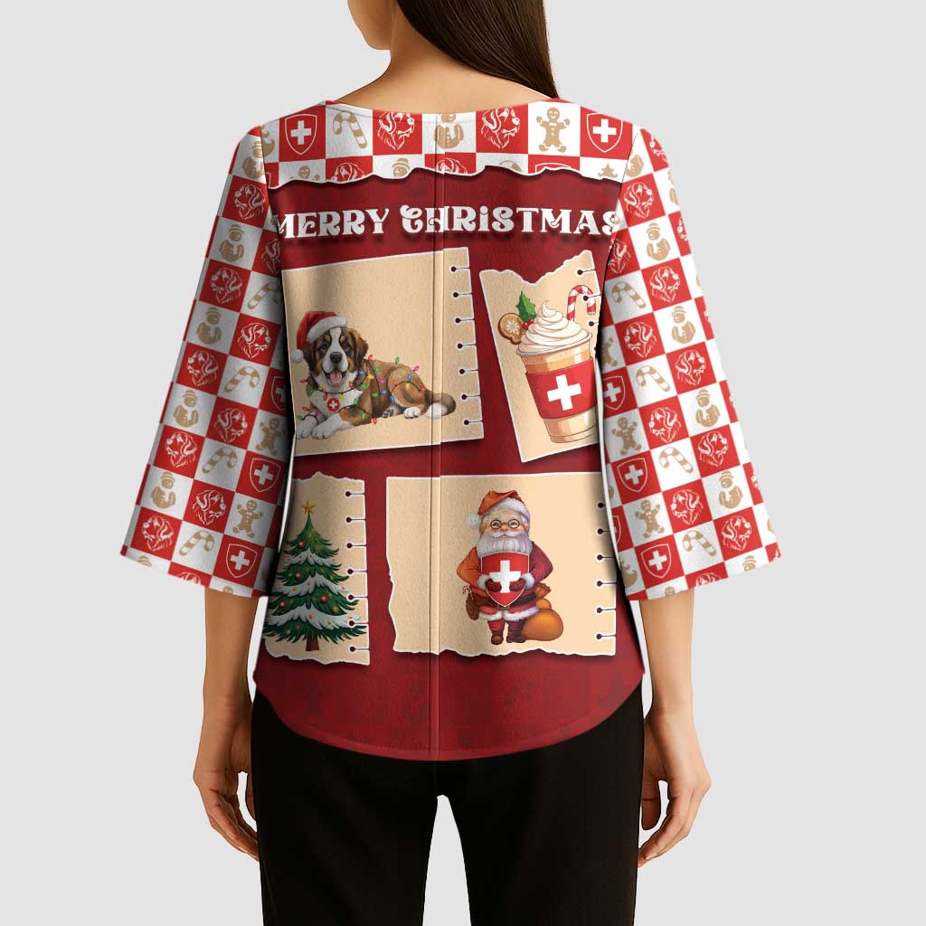 Switzerland Christmas Kimono Sleeve Blouse Tis The Season - Wonder Print Shop