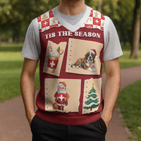 Switzerland Christmas Knitted V-Neck Vest Tis The Season - Wonder Print Shop