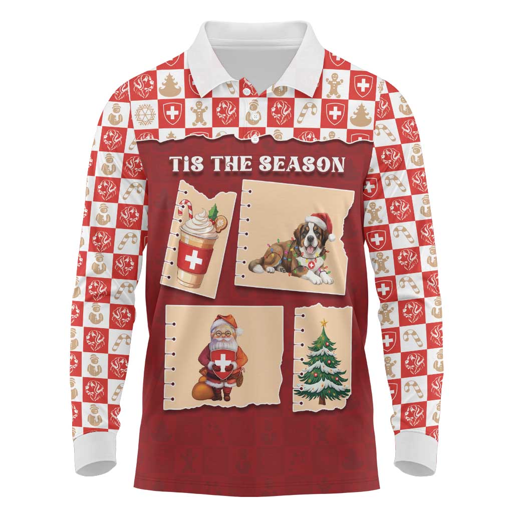 Switzerland Christmas Long Sleeve Polo Shirt Tis The Season - Wonder Print Shop