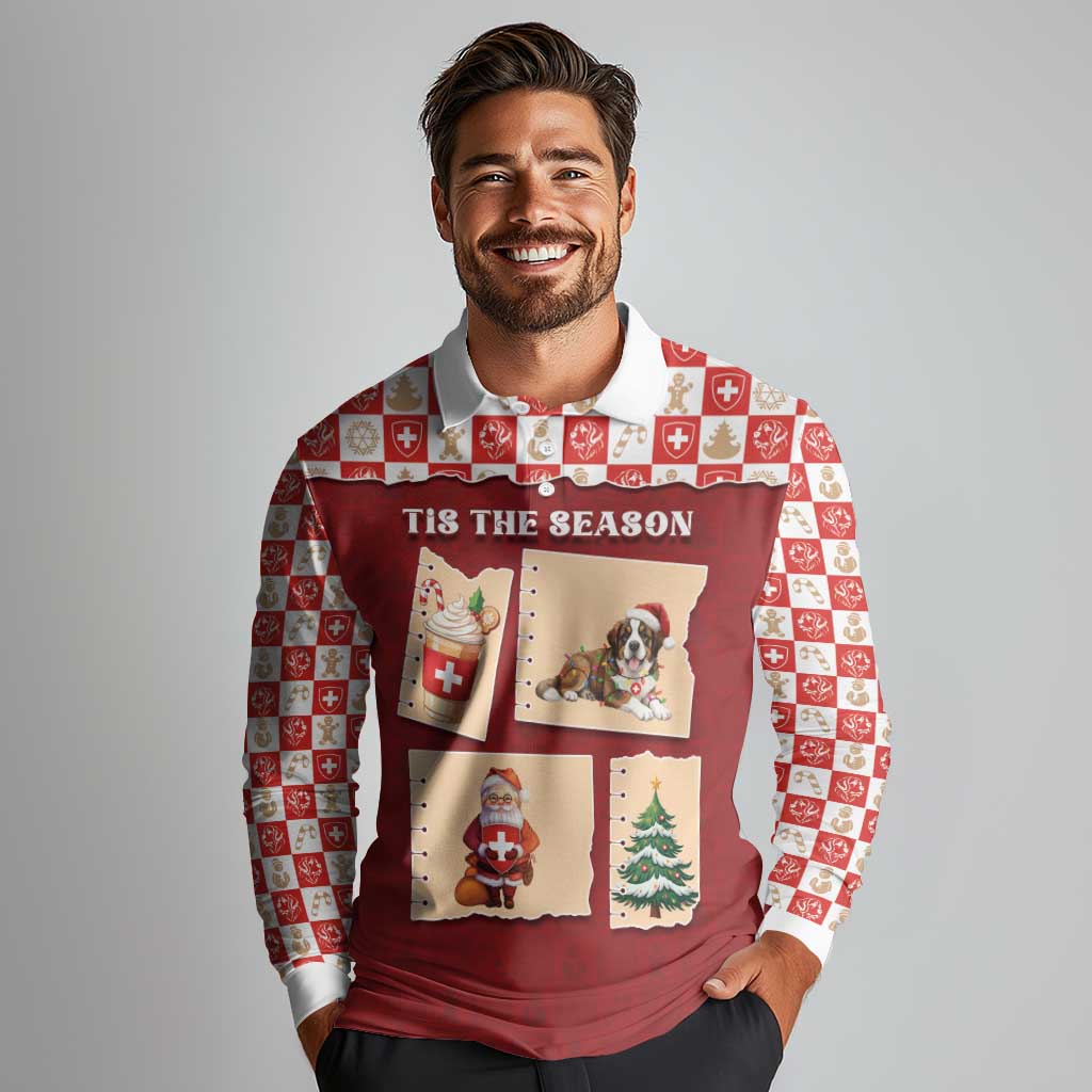 Switzerland Christmas Long Sleeve Polo Shirt Tis The Season - Wonder Print Shop