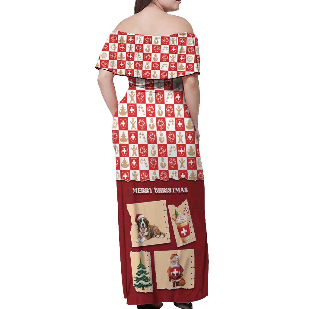 Switzerland Christmas Off Shoulder Maxi Dress Tis The Season - Wonder Print Shop