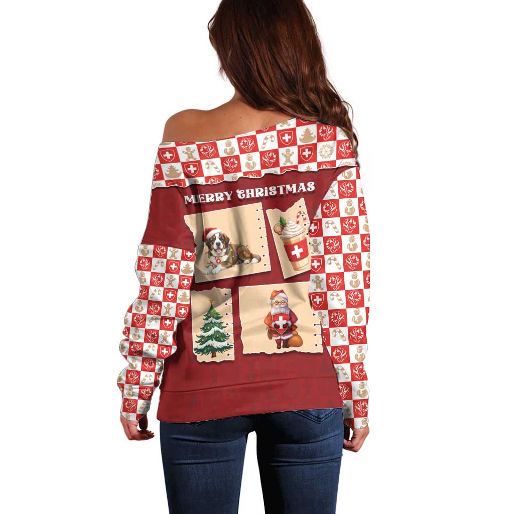 Switzerland Christmas Off Shoulder Sweater Tis The Season - Wonder Print Shop