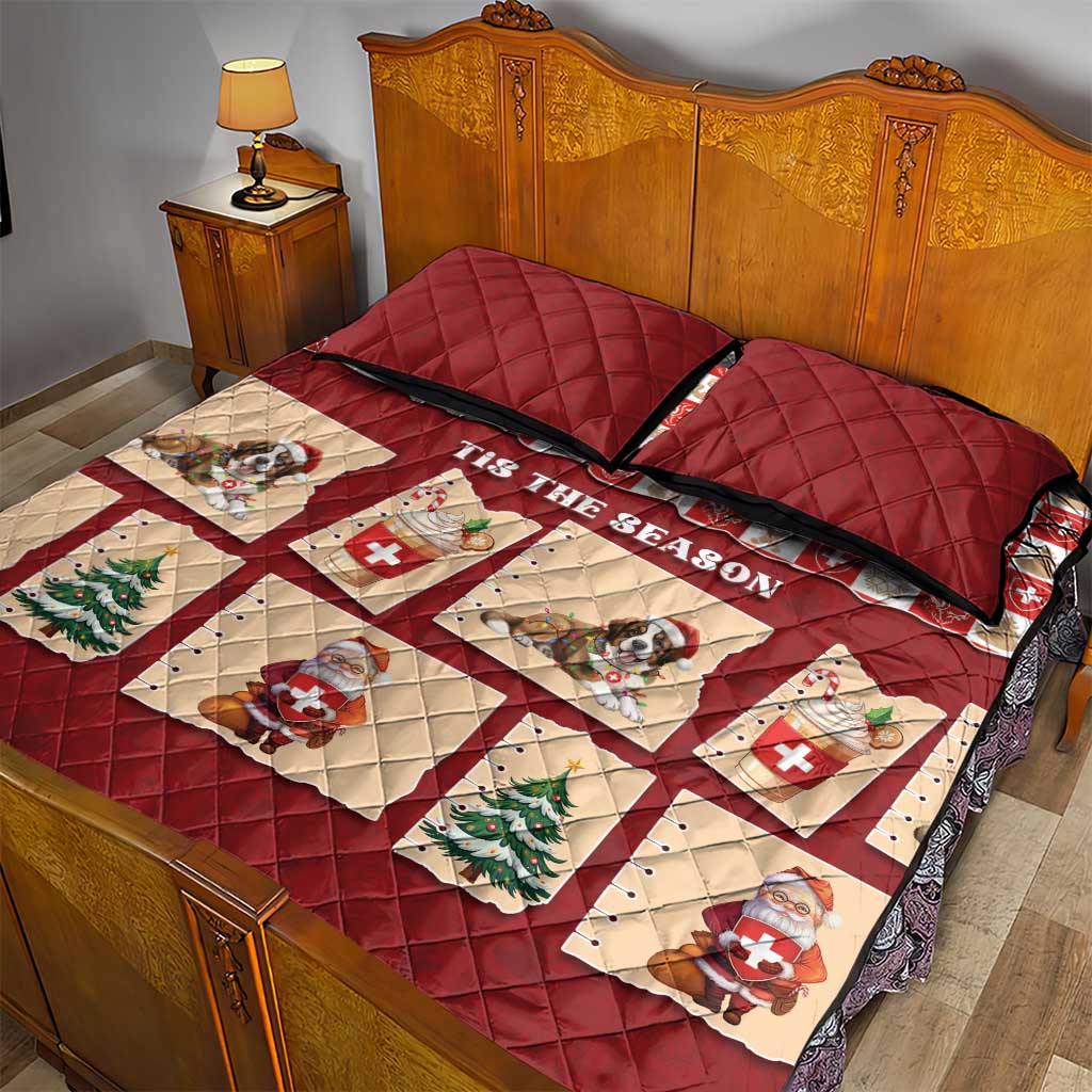 Switzerland Christmas Quilt Bed Set Tis The Season - Wonder Print Shop
