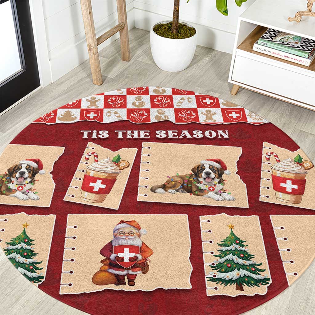 Switzerland Christmas Round Carpet Tis The Season - Wonder Print Shop