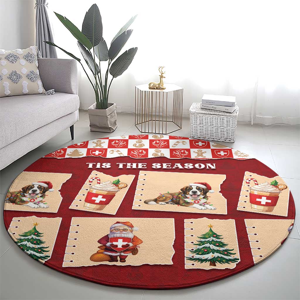 Switzerland Christmas Round Carpet Tis The Season - Wonder Print Shop