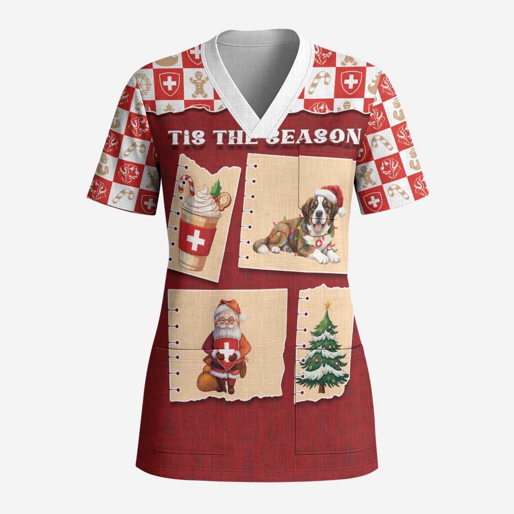 Switzerland Christmas Scrub Top Tis The Season - Wonder Print Shop