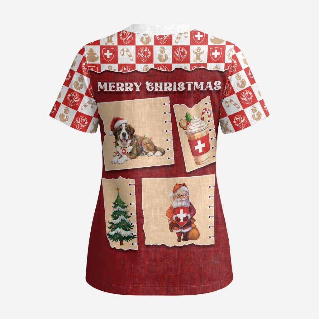 Switzerland Christmas Scrub Top Tis The Season - Wonder Print Shop