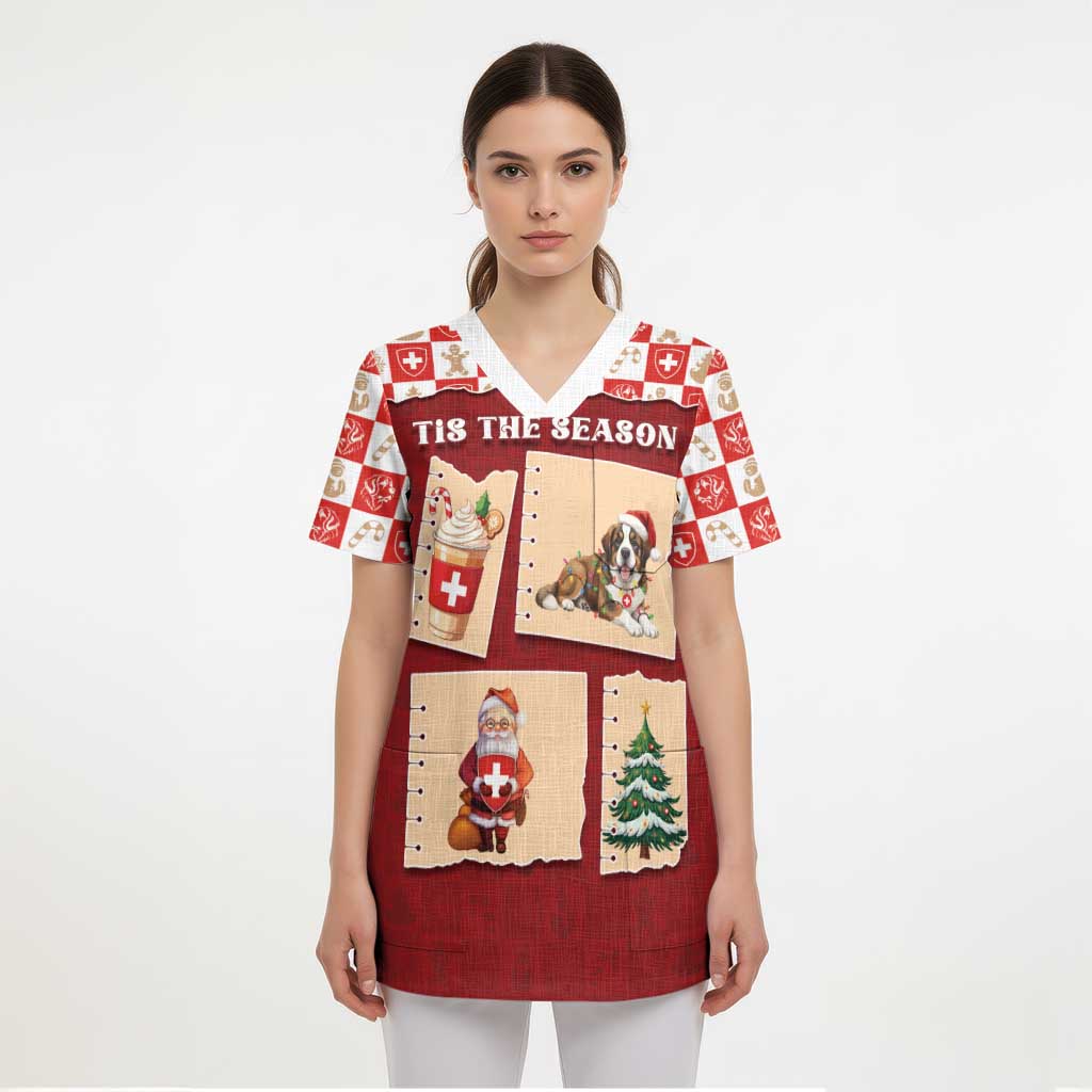 Switzerland Christmas Scrub Top Tis The Season - Wonder Print Shop