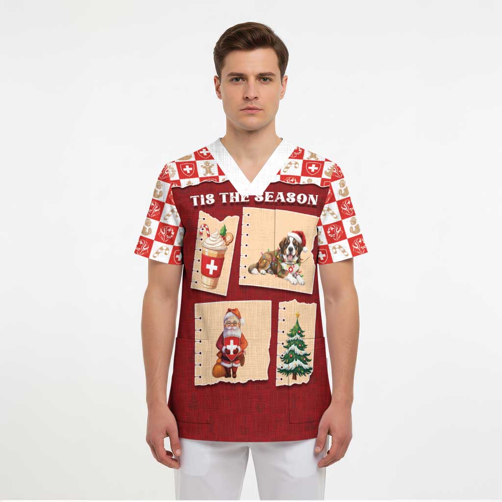 Switzerland Christmas Scrub Top Tis The Season - Wonder Print Shop