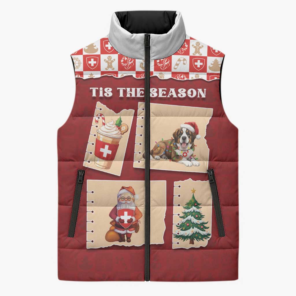 Switzerland Christmas Sleeveless Puffer Jacket Tis The Season - Wonder Print Shop