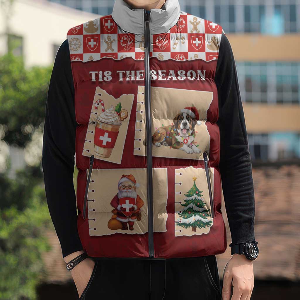 Switzerland Christmas Sleeveless Puffer Jacket Tis The Season - Wonder Print Shop