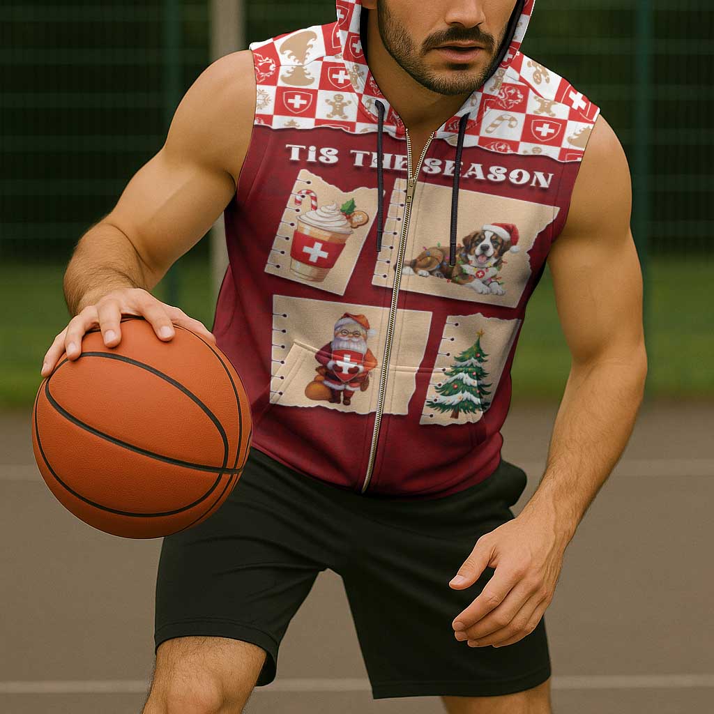 Switzerland Christmas Sleeveless Zip Hoodie Tis The Season - Wonder Print Shop