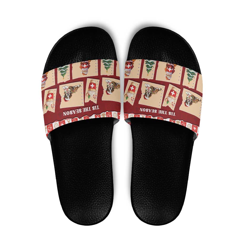 Switzerland Christmas Slide Sandals Tis The Season - Wonder Print Shop