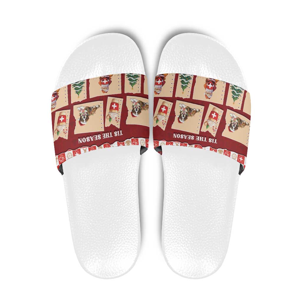 Switzerland Christmas Slide Sandals Tis The Season - Wonder Print Shop