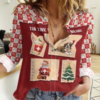 Switzerland Christmas Women Casual Shirt Tis The Season - Wonder Print Shop