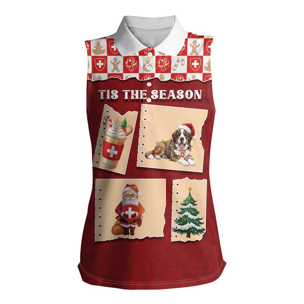 Switzerland Christmas Women Sleeveless Polo Shirt Tis The Season - Wonder Print Shop