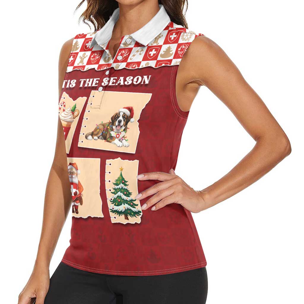 Switzerland Christmas Women Sleeveless Polo Shirt Tis The Season - Wonder Print Shop