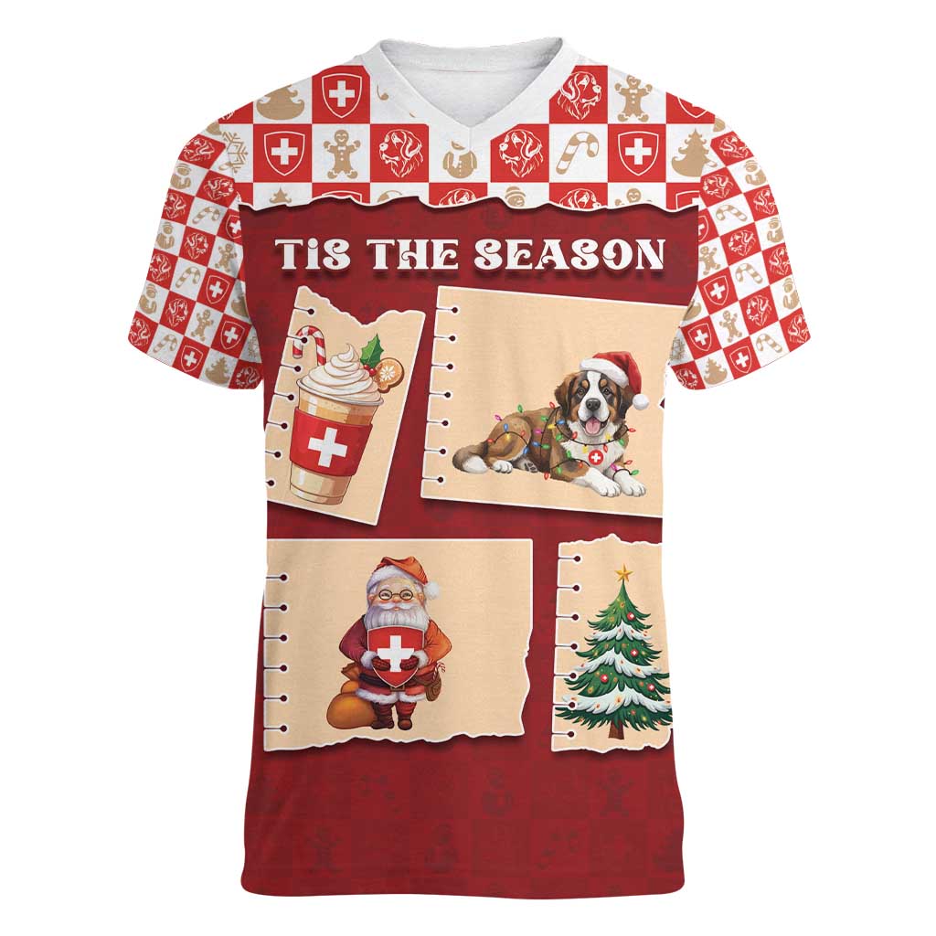 Switzerland Christmas Women V-Neck T-Shirt Tis The Season - Wonder Print Shop