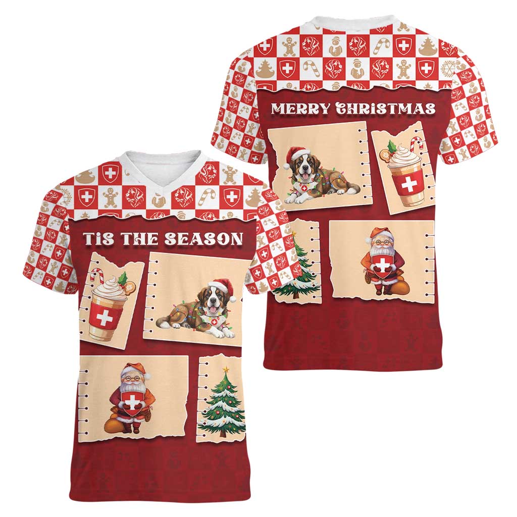 Switzerland Christmas Women V-Neck T-Shirt Tis The Season - Wonder Print Shop