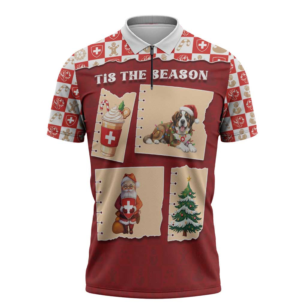 Switzerland Christmas Zipper Polo Shirt Tis The Season - Wonder Print Shop