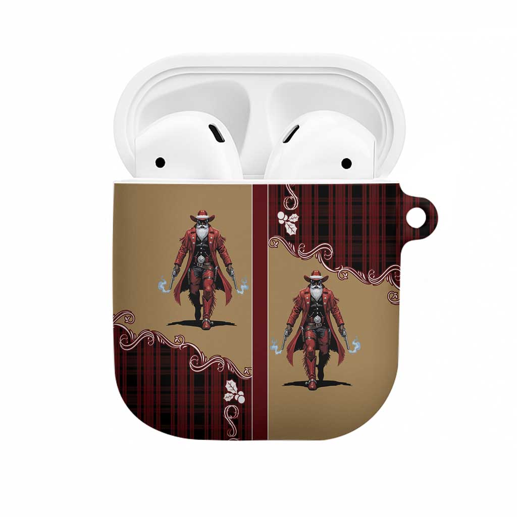 Western Yoke AirPods Case Black Santa Cowboy Retro Style - Wonder Print Shop
