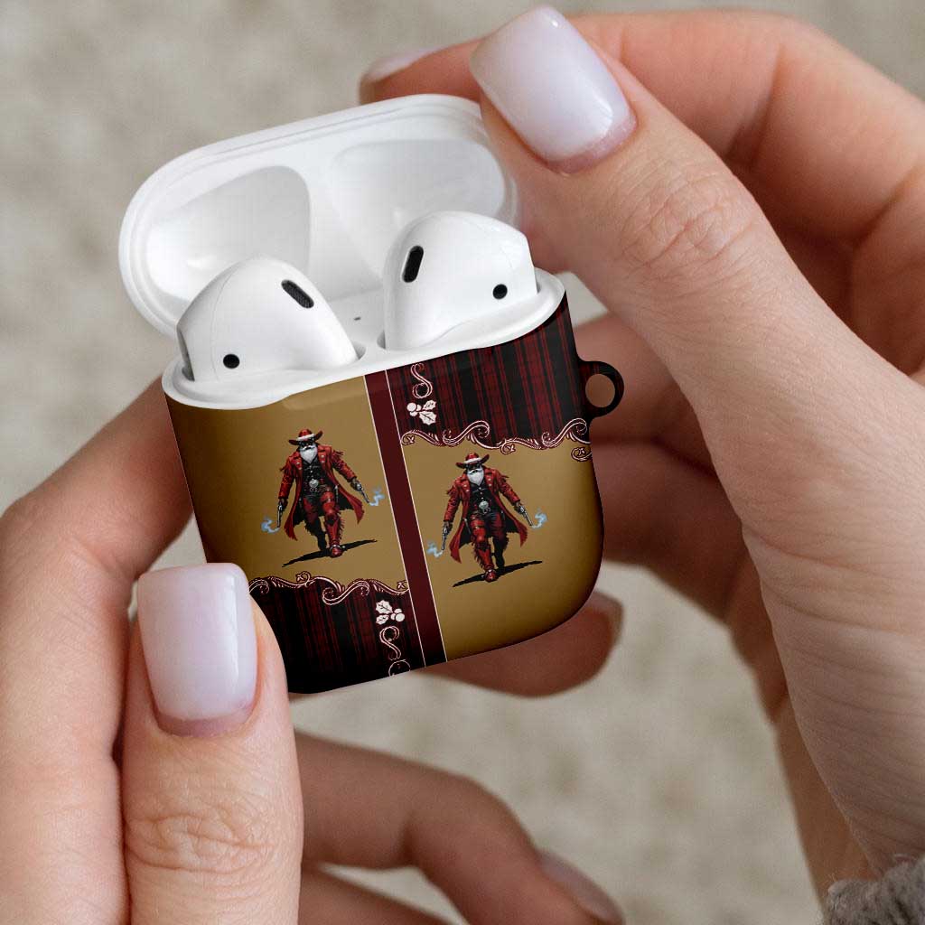 Western Yoke AirPods Case Black Santa Cowboy Retro Style - Wonder Print Shop