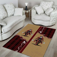 Western Yoke Area Rug Black Santa Cowboy Retro Style - Wonder Print Shop