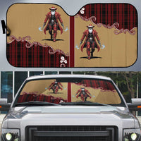 Western Yoke Auto Sun Shade Black Santa Cowboy Retro Style - Wonder Print Shop