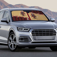 Western Yoke Auto Sun Shade Black Santa Cowboy Retro Style - Wonder Print Shop