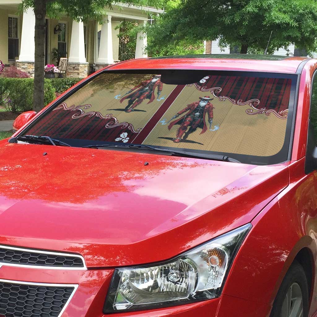 Western Yoke Auto Sun Shade Black Santa Cowboy Retro Style - Wonder Print Shop