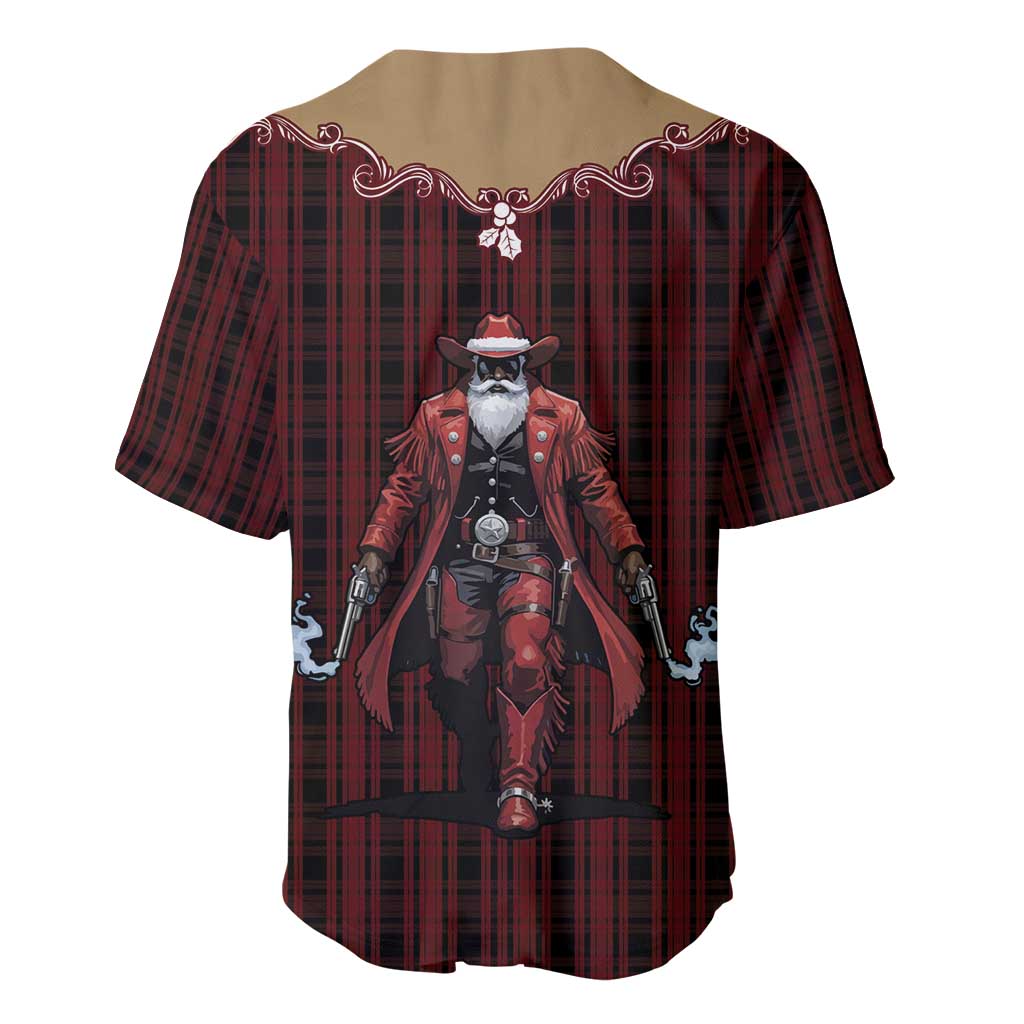 Western Yoke Baseball Jersey Black Santa Cowboy Retro Style - Wonder Print Shop