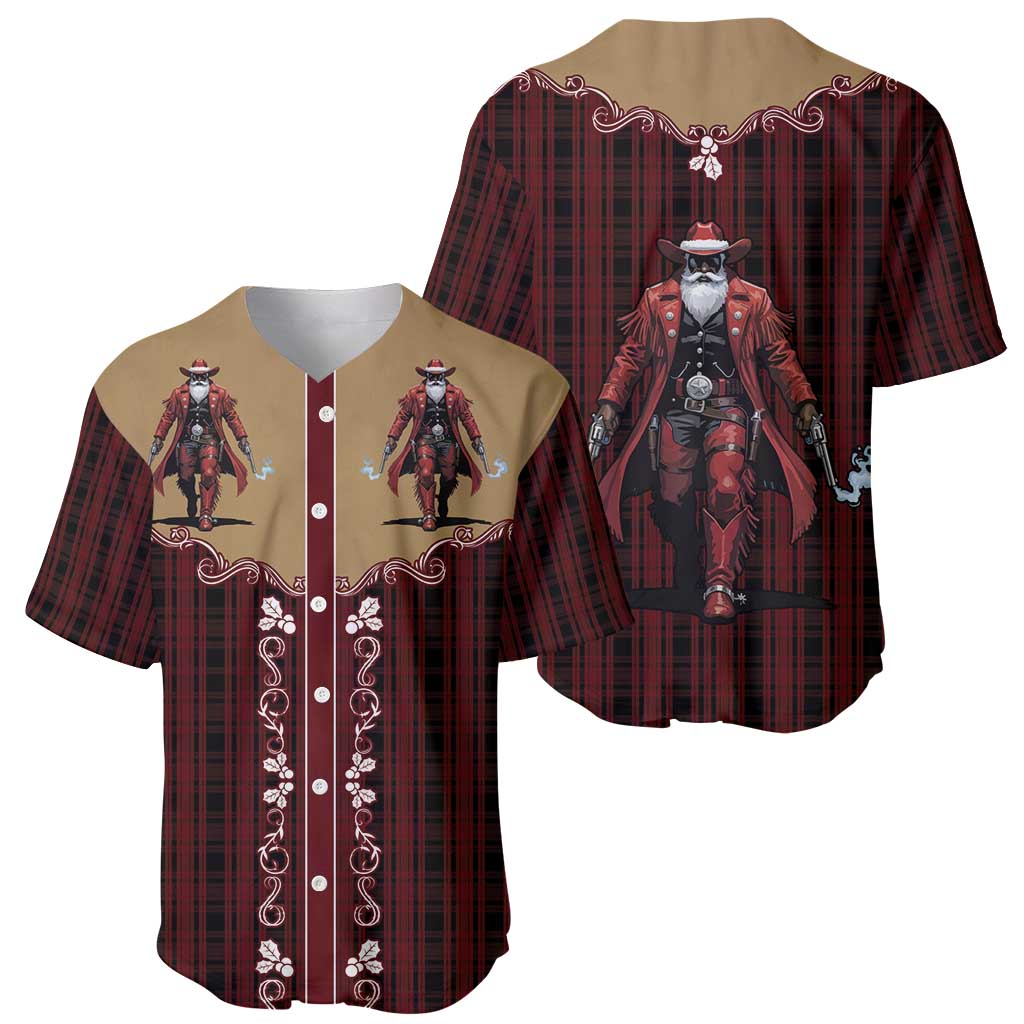 Western Yoke Baseball Jersey Black Santa Cowboy Retro Style - Wonder Print Shop