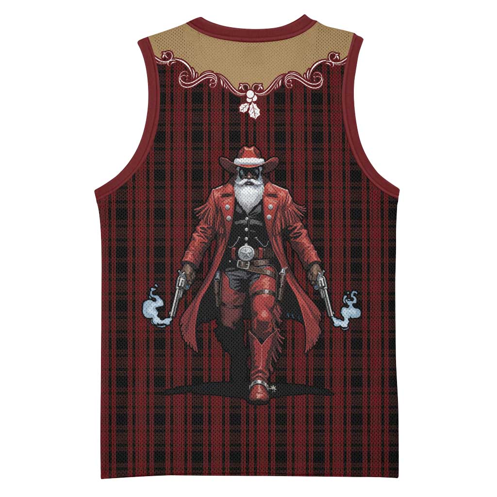 Western Yoke Basketball Jersey Black Santa Cowboy Retro Style - Wonder Print Shop